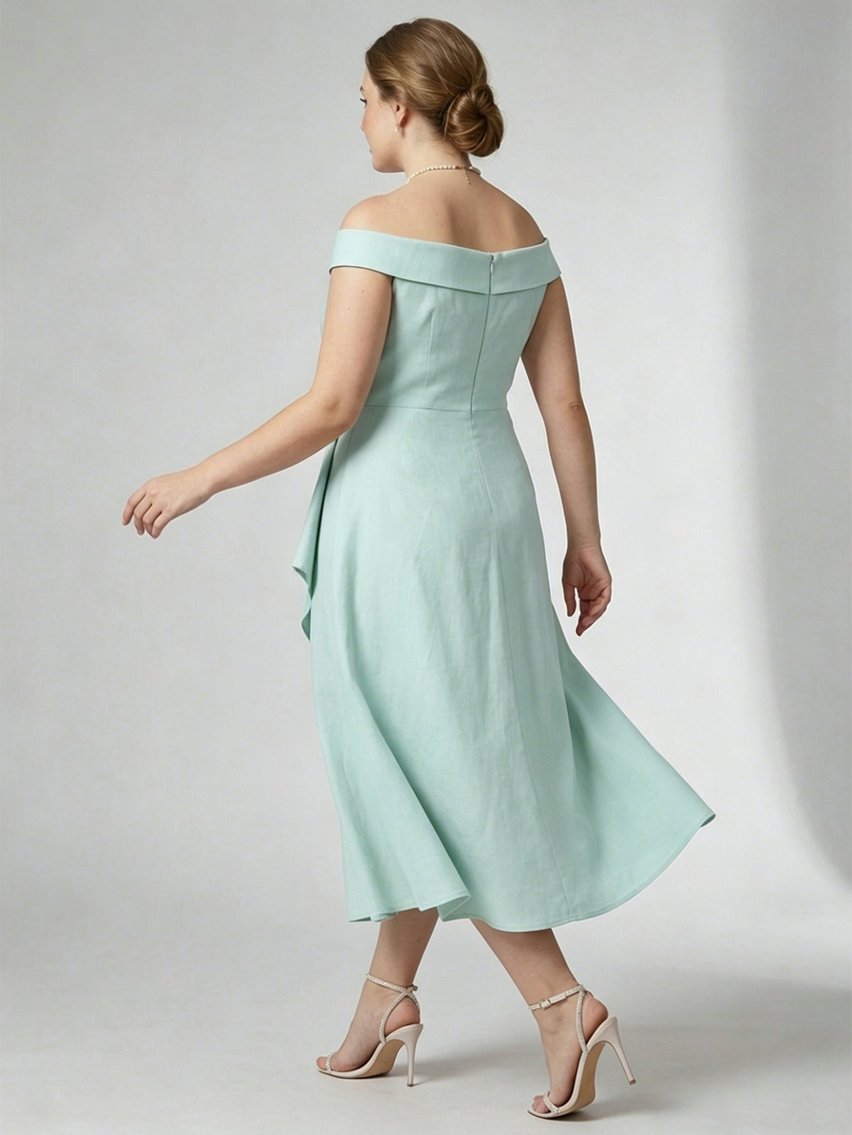 Larui Plus Size Women's Off-Shoulder Elegant Linen Dress