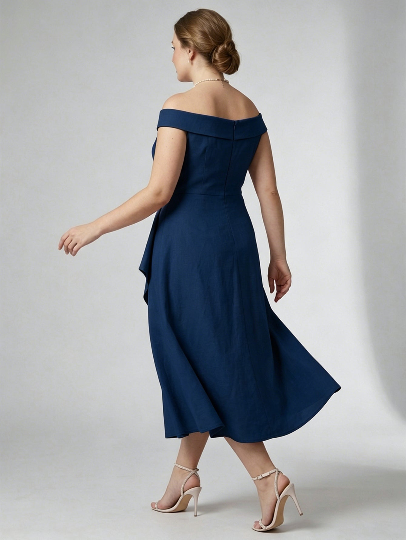 Larui Plus Size Women's Off-Shoulder Elegant Linen Dress