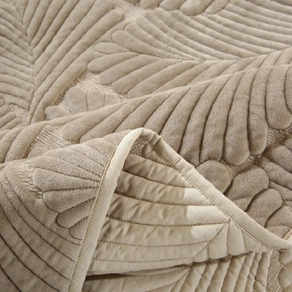 Desert Boho Leaf Quilted Fleece Bedspread Set