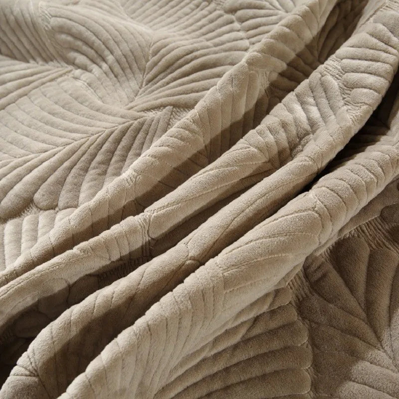 Desert Boho Leaf Quilted Fleece Bedspread Set
