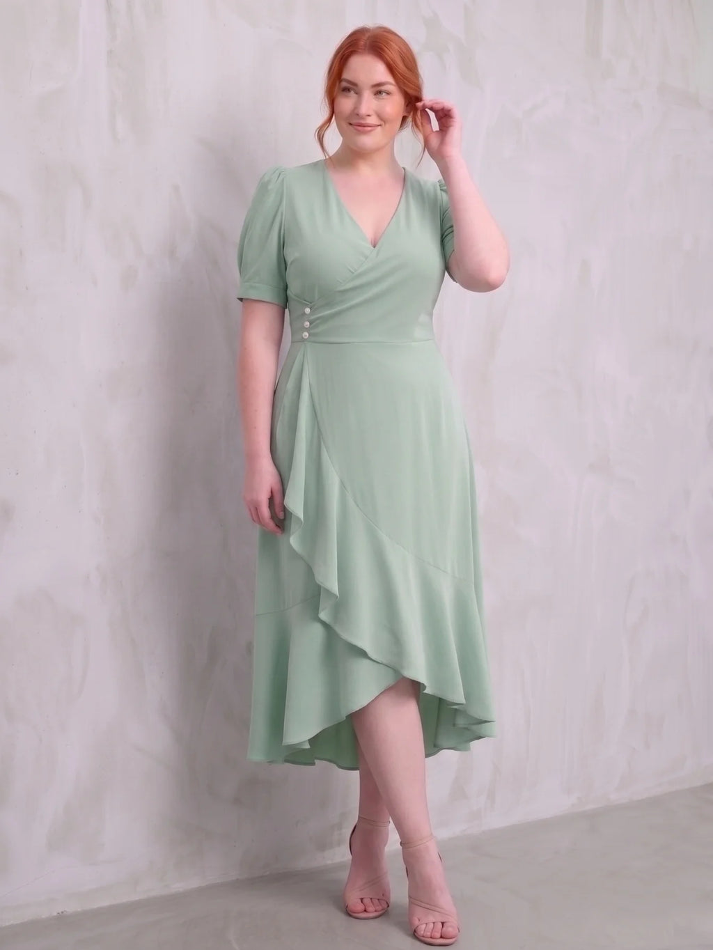 Larui Plus-Size Women's French Romantic One-Piece Wrap Dress
