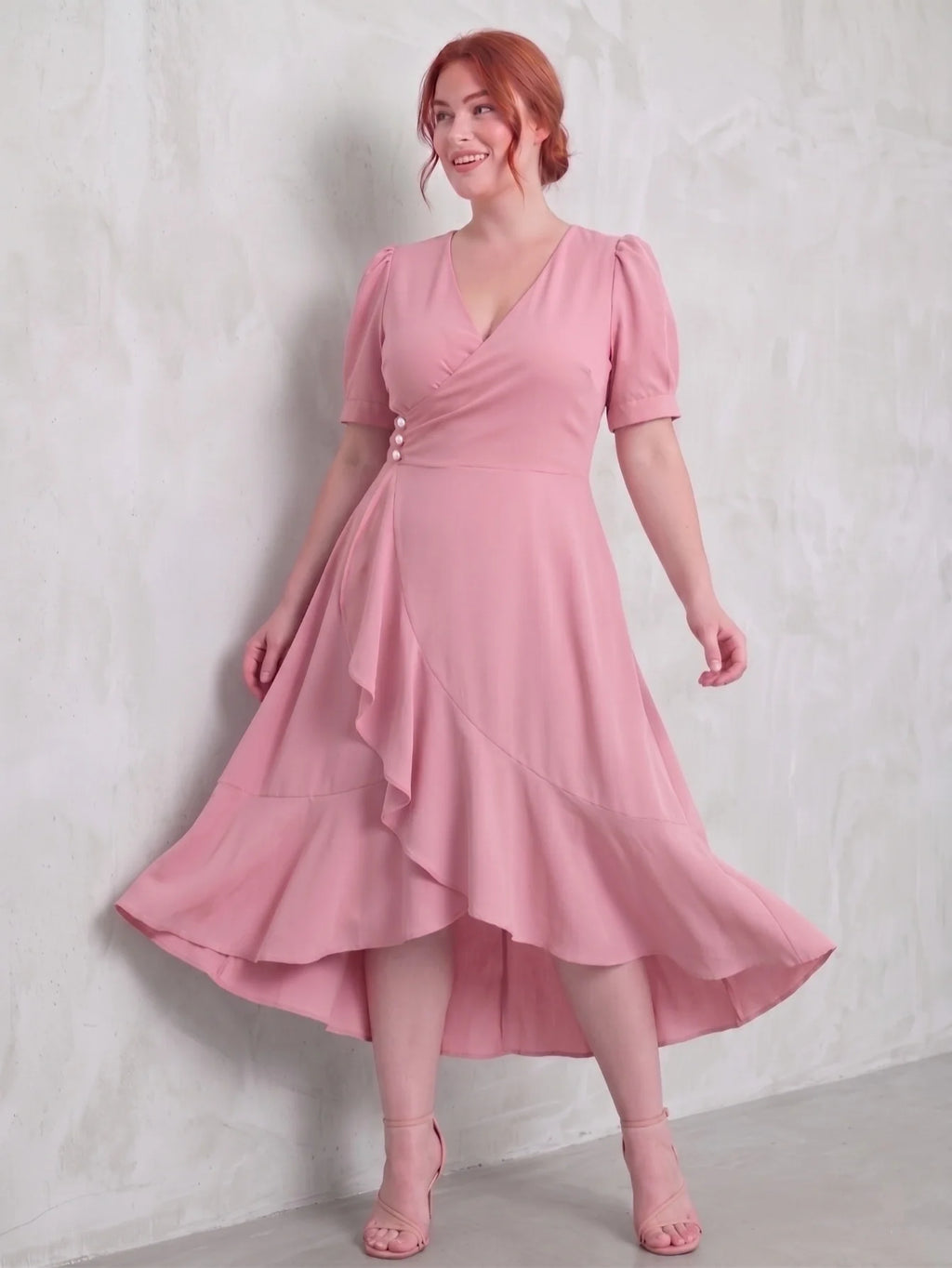 Larui Plus-Size Women's French Romantic One-Piece Wrap Dress
