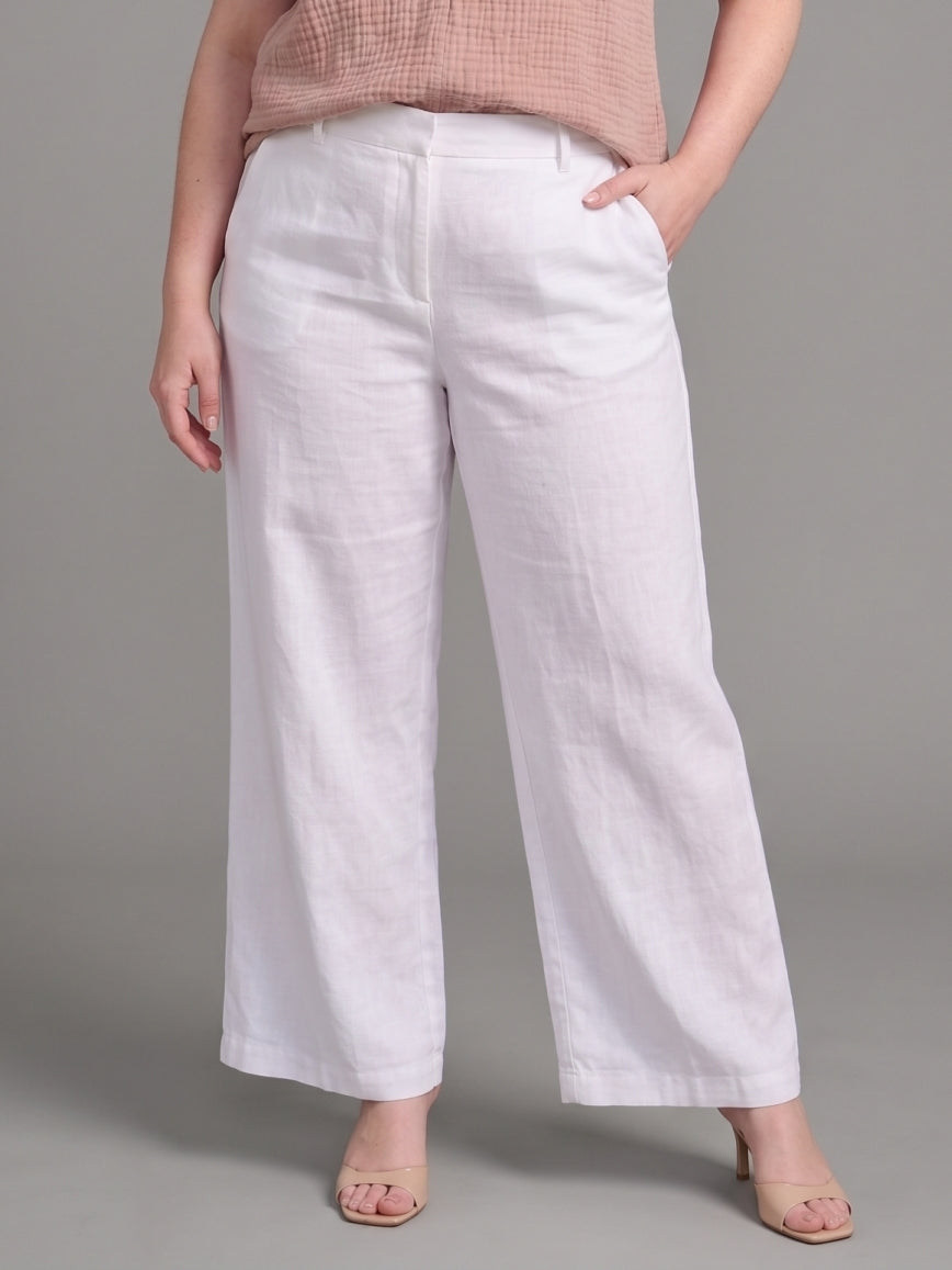 Larui Plus Size Women's Linen Pocket Full Length Pants