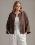 Larui Plus Size Women's Minimalist Linen Cropped Jacket