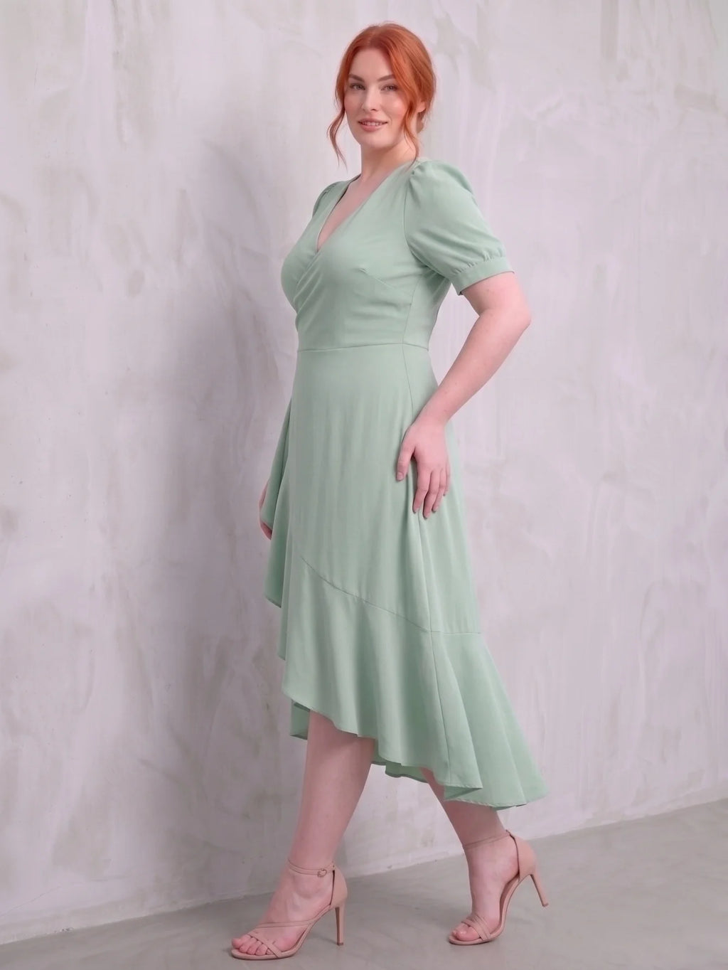 Larui Plus-Size Women's French Romantic One-Piece Wrap Dress