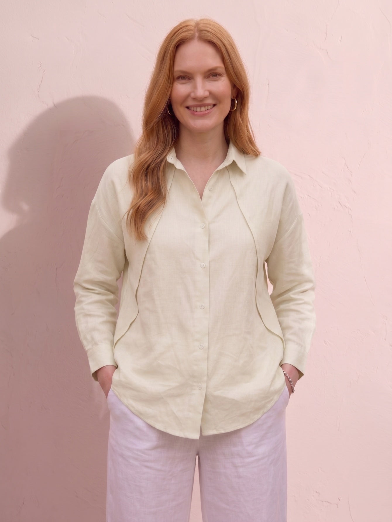 Larui  Plus-Size Women's"Faux-Layered" Shirt with Side Panels