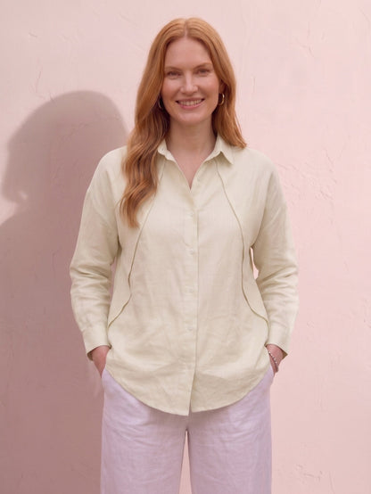 Larui  Plus-Size Women's"Faux-Layered" Shirt with Side Panels