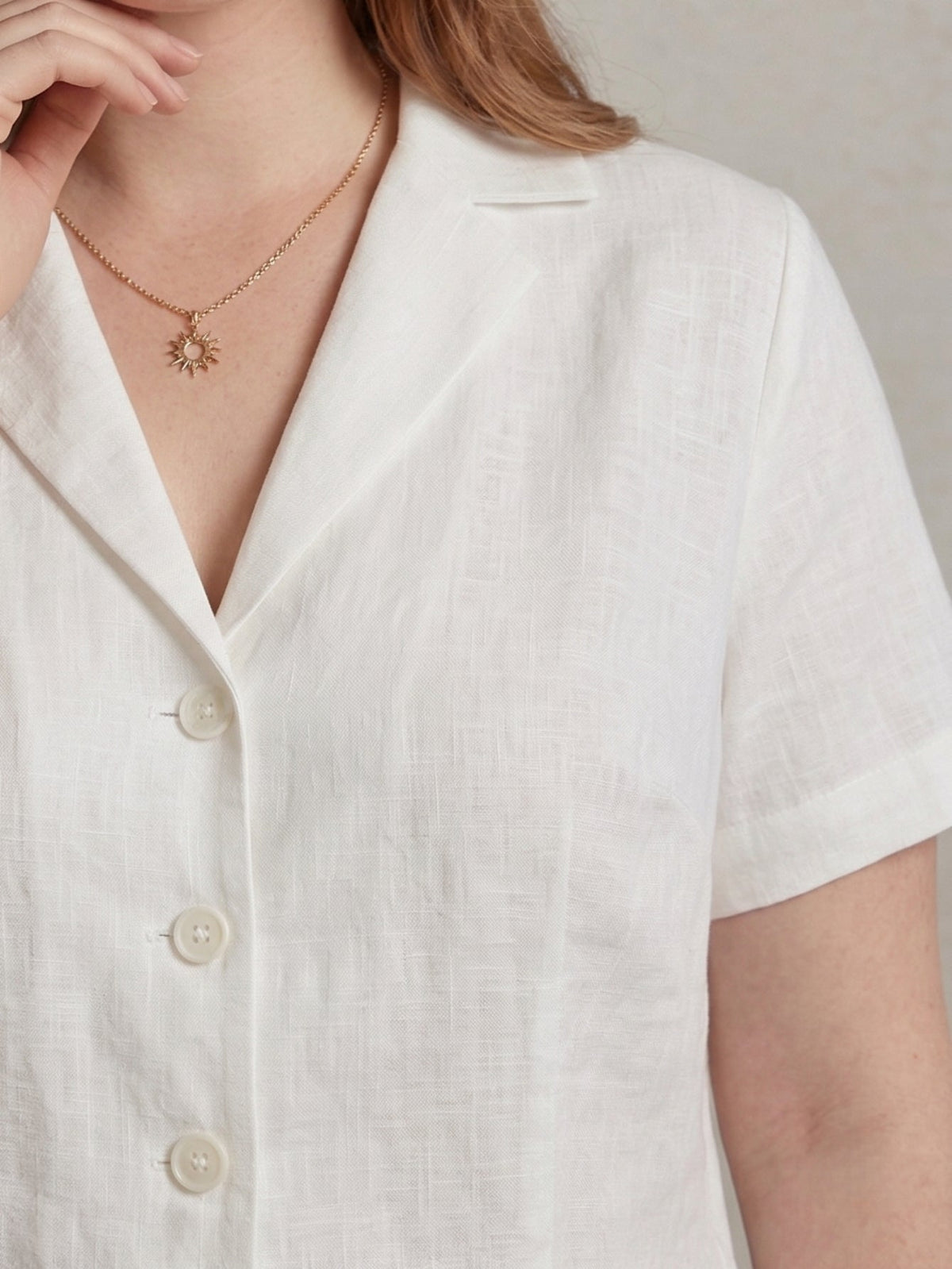 Larui Plus Size Women's Linen Short Sleeves Blouse