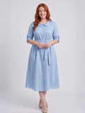 Larui Plus-Size Women's Linen Dress with Peter Pan Collar