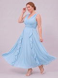 Larui Plus-Size Women's Ruffled Chiffon Dress