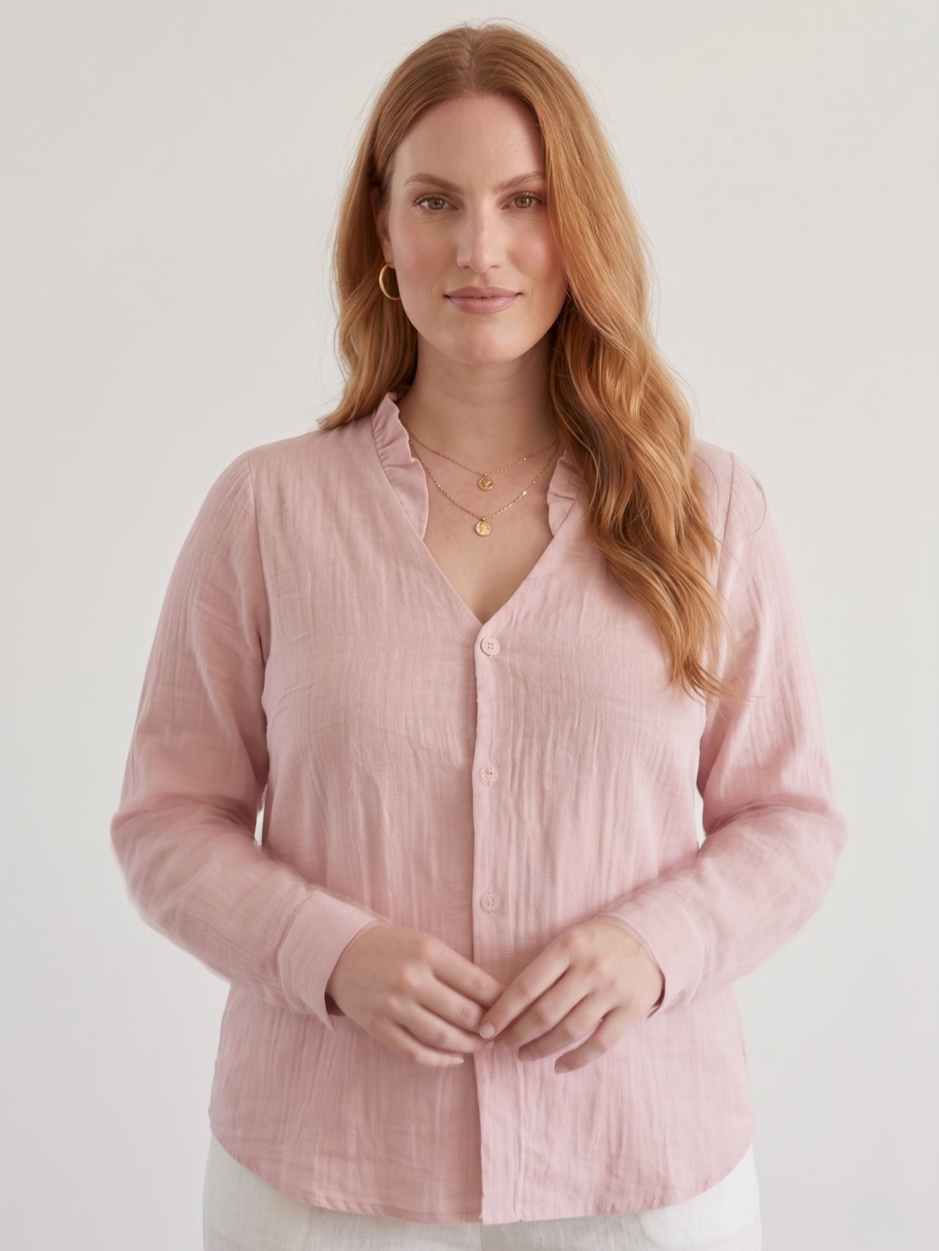 Larui Plus Size Women's Linen Long Sleeves Shirt