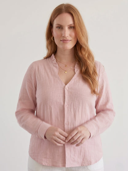 Larui Plus Size Women's Linen Long Sleeves Shirt