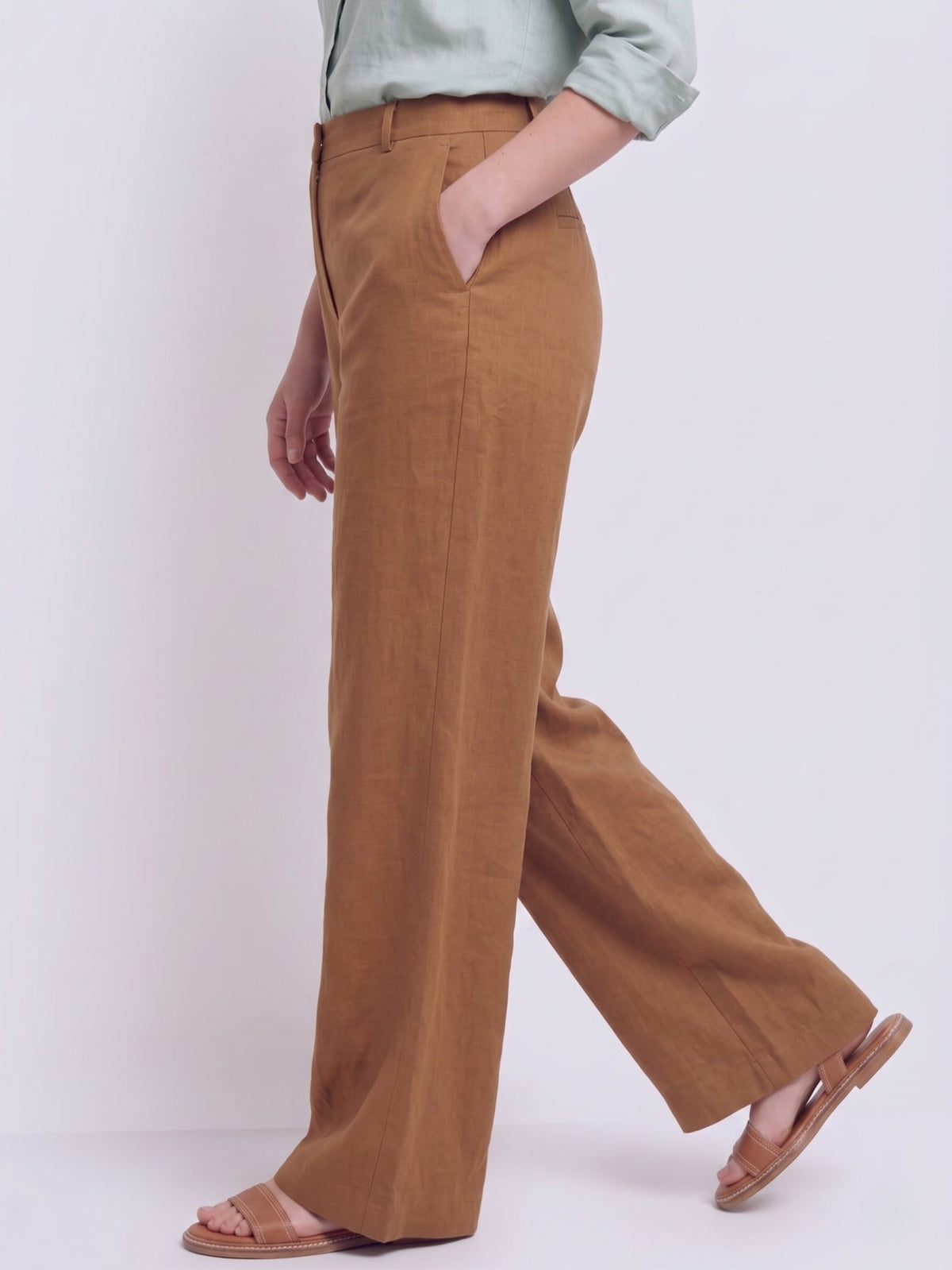 Larui Plus Size Women's Linen Pocket Full Length Pants