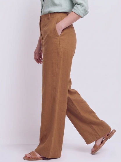 Larui Plus Size Women's Linen Pocket Full Length Pants
