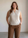 Larui Plus Size Women's Linen V-Neck Sleeveless Vest