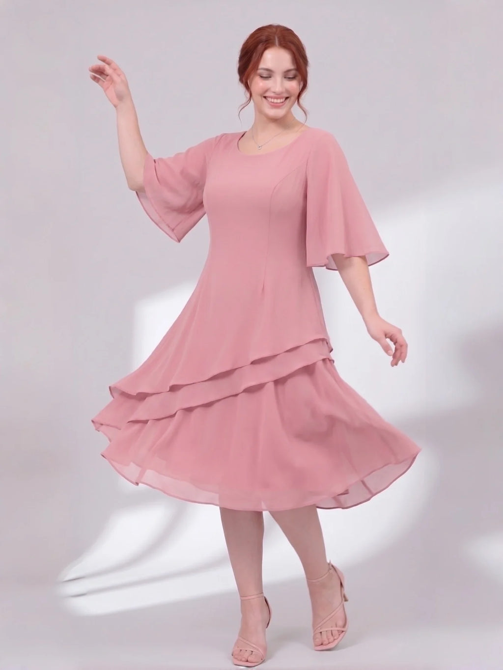 Larui Plus Size Women's Irregular Hem Chiffon Dress