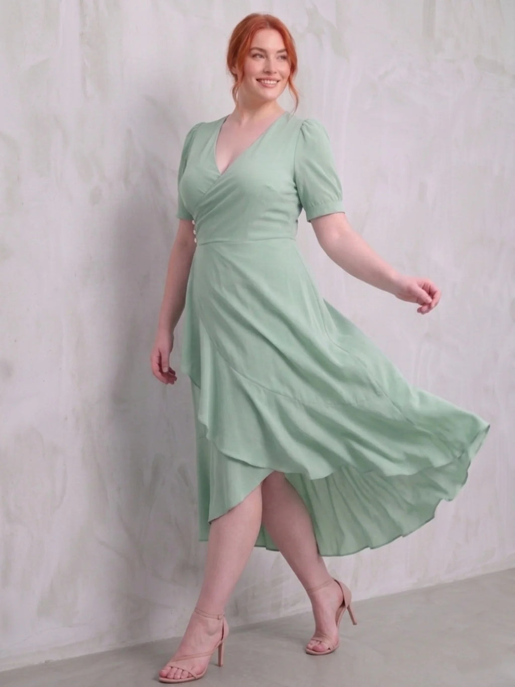 Larui Plus-Size Women's French Romantic One-Piece Wrap Dress