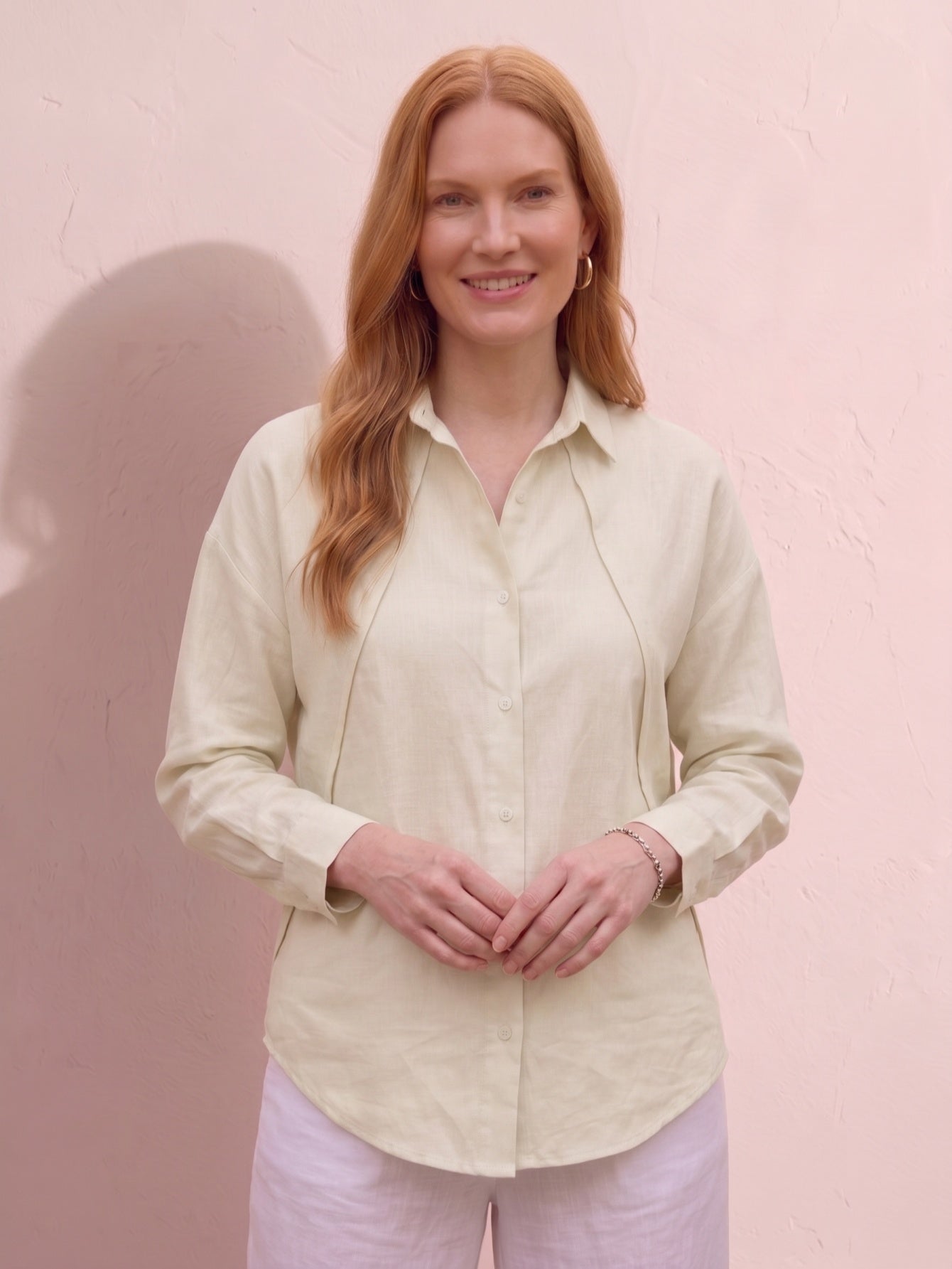 Larui  Plus-Size Women's"Faux-Layered" Shirt with Side Panels