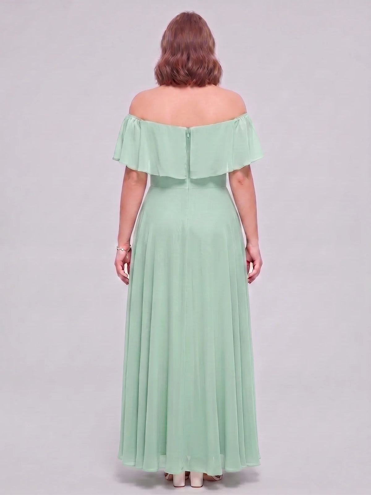 Larui Plus-Size Elegant Off-Shoulder Chiffon Dress