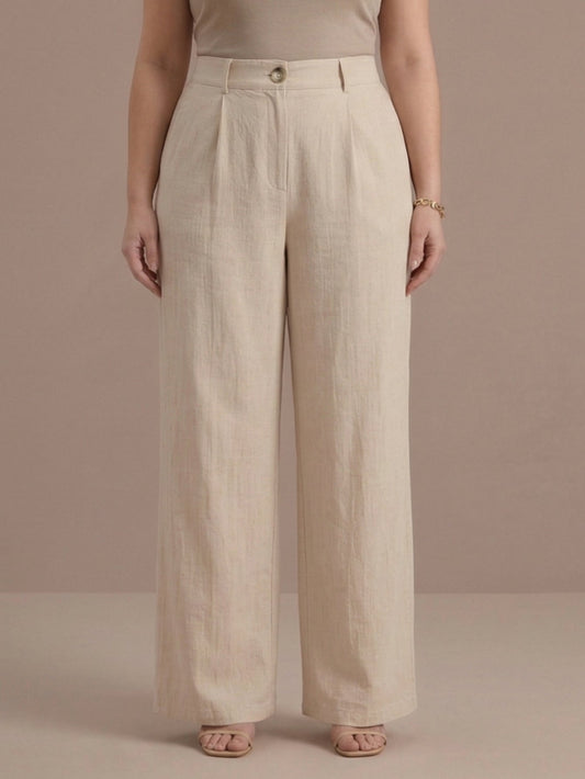 Larui Plus Size Women's Linen Pocket Full Length Pants