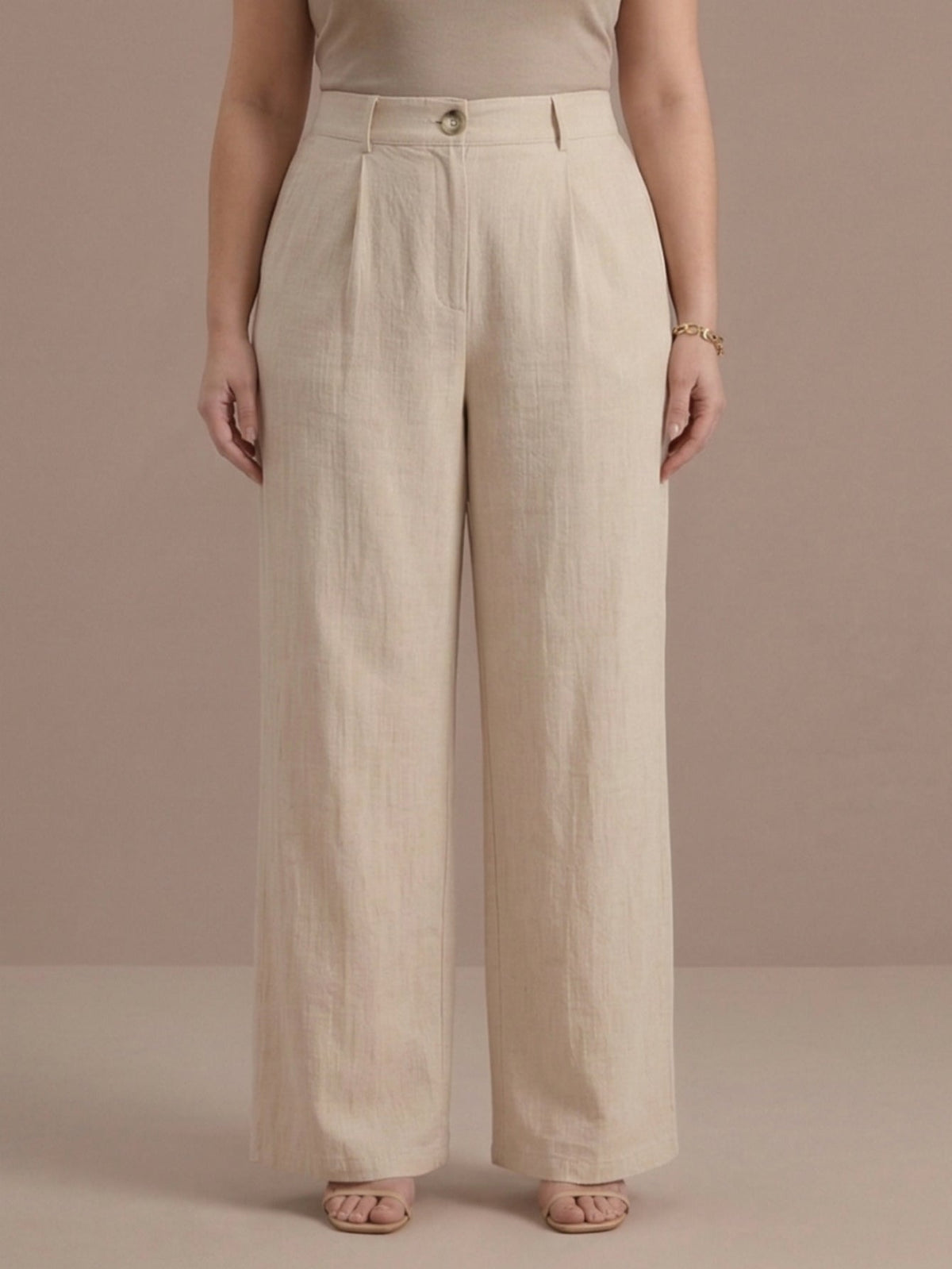 Larui Plus Size Women's Linen Pocket Full Length Pants