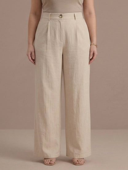 Larui Plus Size Women's Linen Pocket Full Length Pants