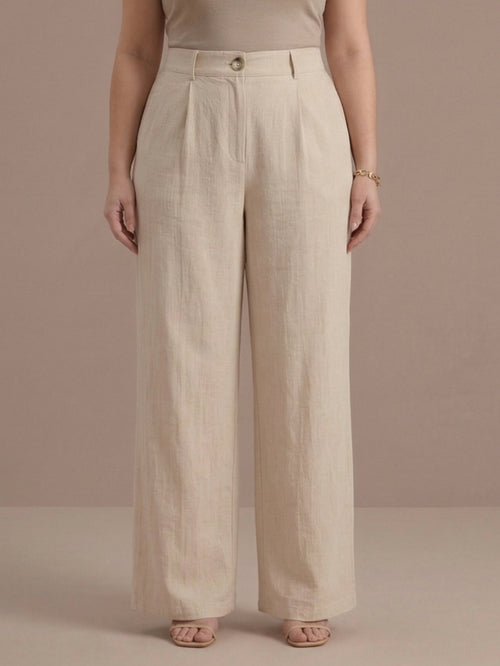 Larui Plus Size Women's Linen Pocket Full Length Pants