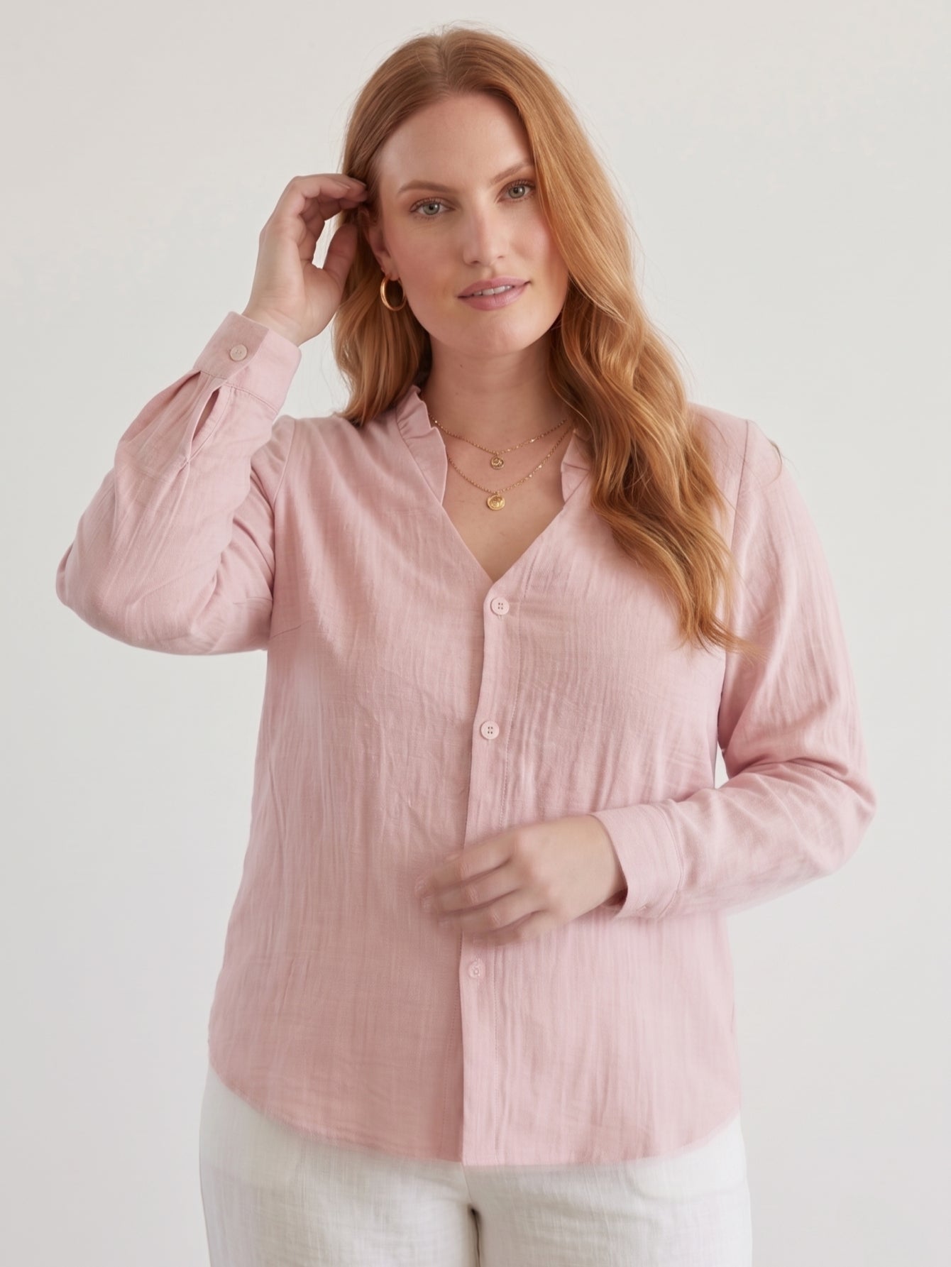 Larui Plus Size Women's Linen Long Sleeves Shirt