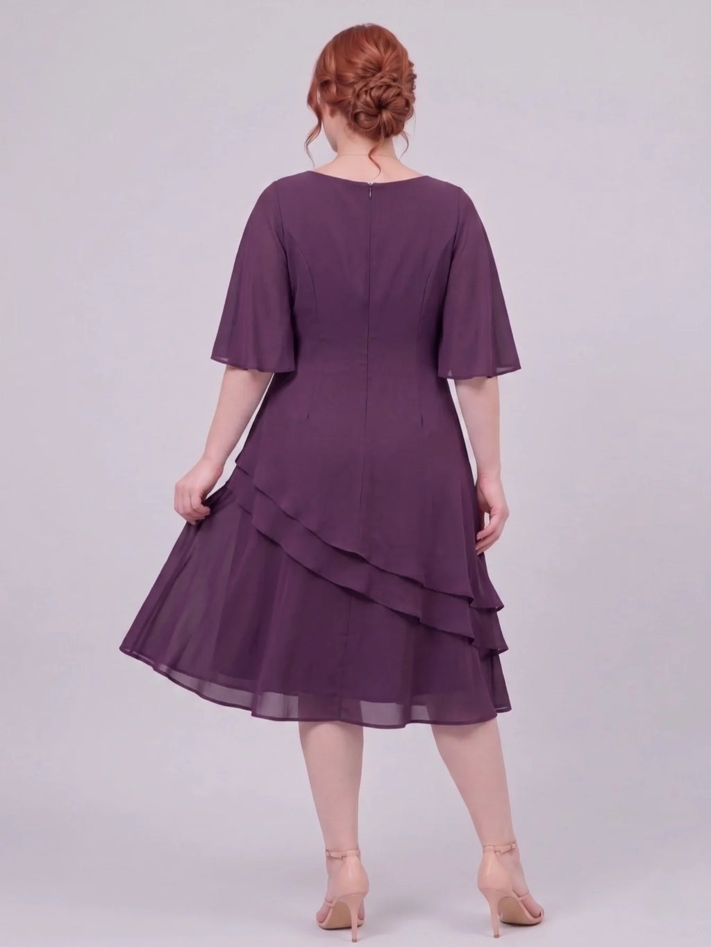 Larui Plus Size Women's Irregular Hem Chiffon Dress