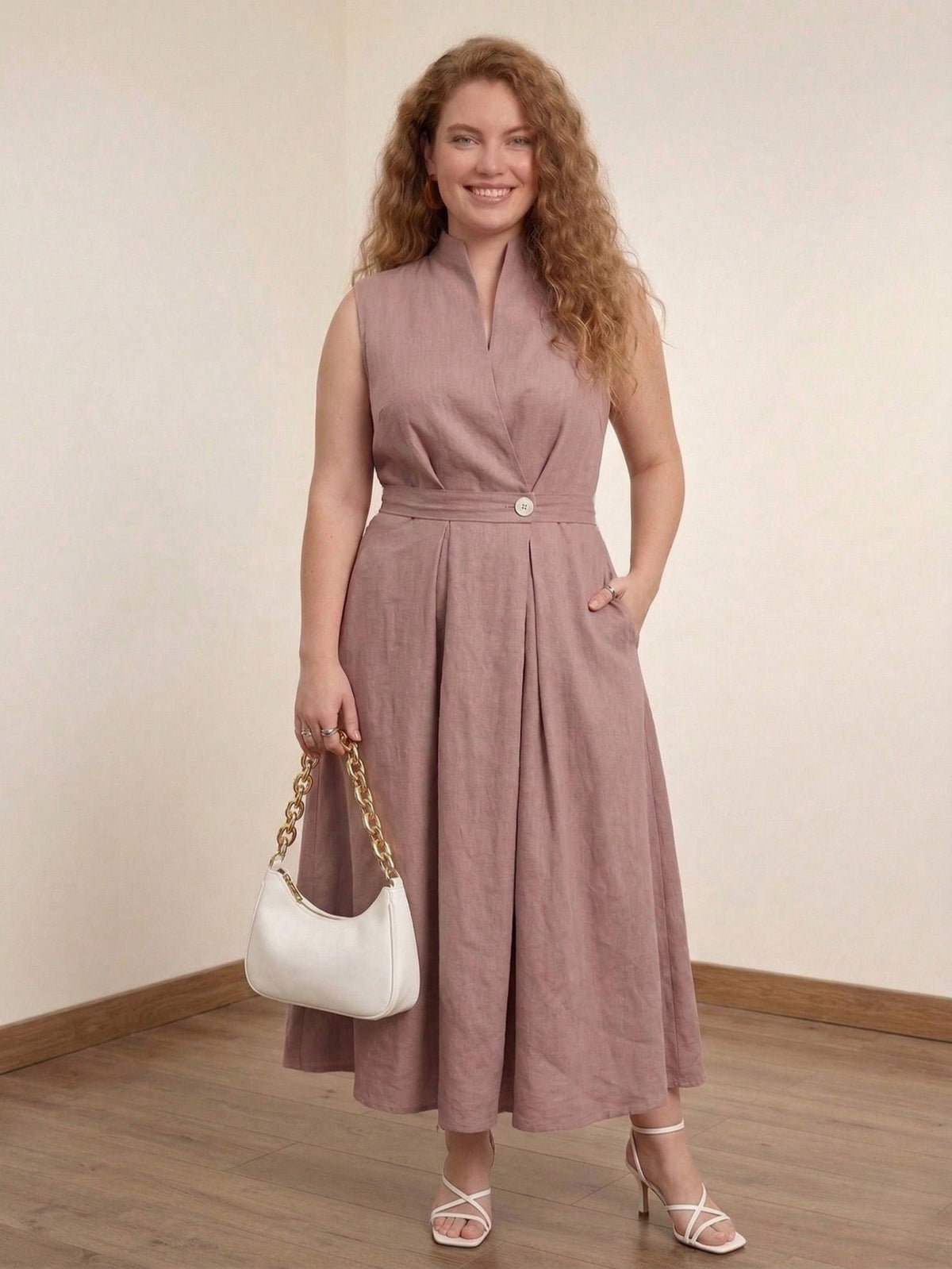 Larui Plus Size Women's Linen Dress