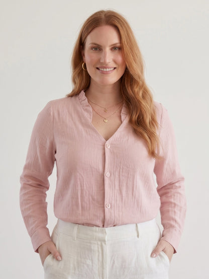 Larui Plus Size Women's Linen Long Sleeves Shirt