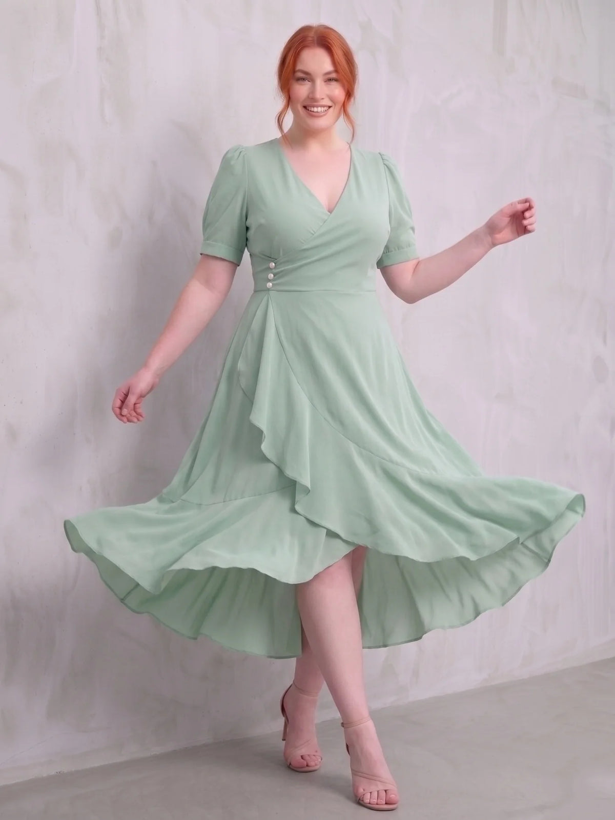Larui Plus-Size Women's French Romantic One-Piece Wrap Dress