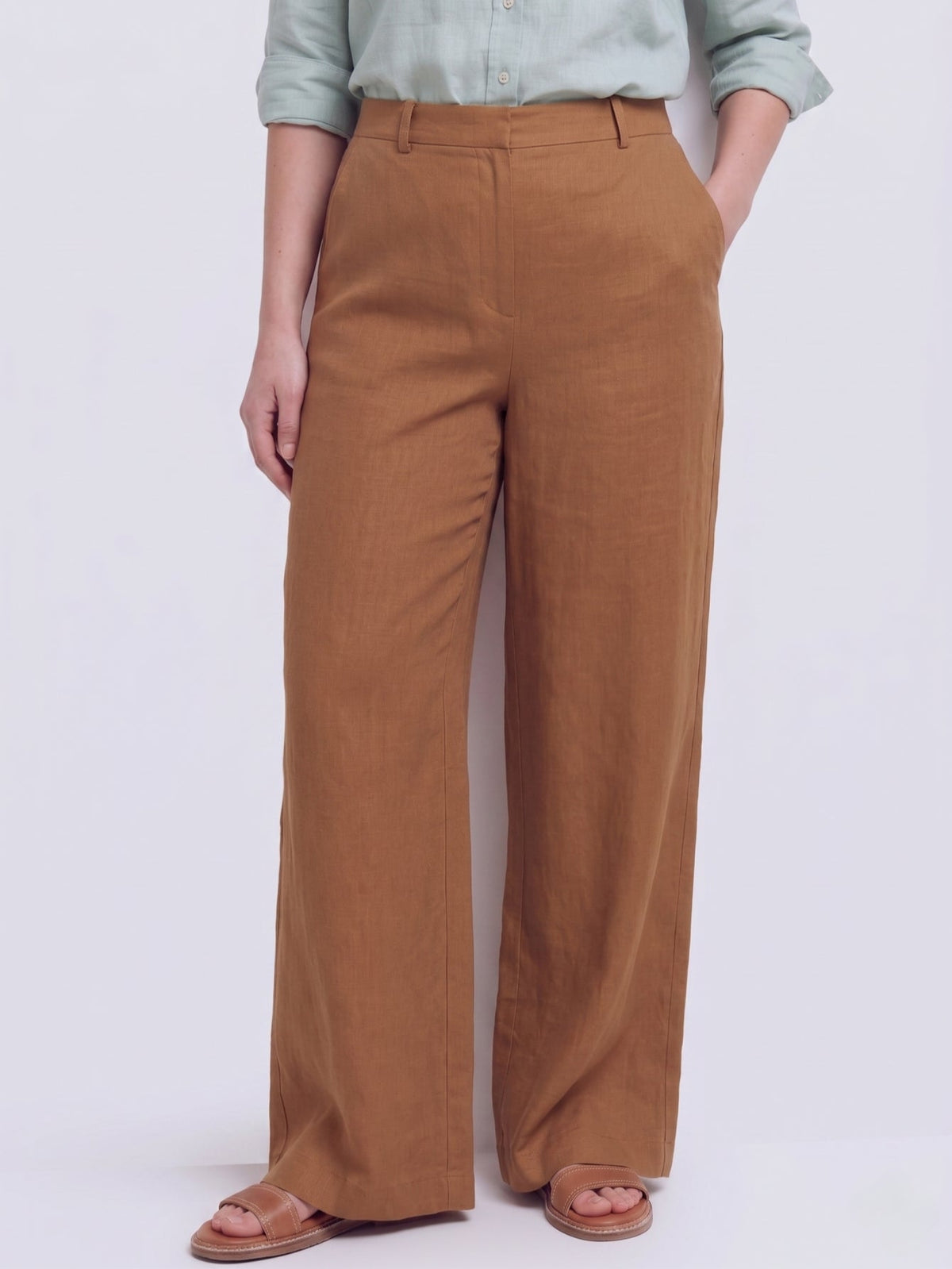 Larui Plus Size Women's Linen Pocket Full Length Pants