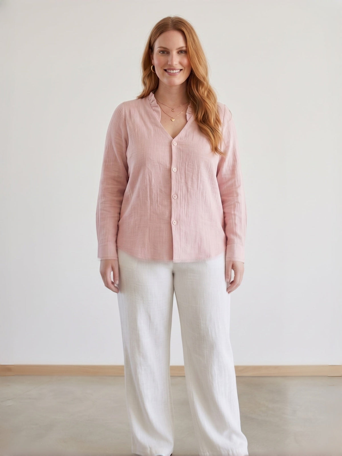 Larui Plus Size Women's Linen Long Sleeves Shirt