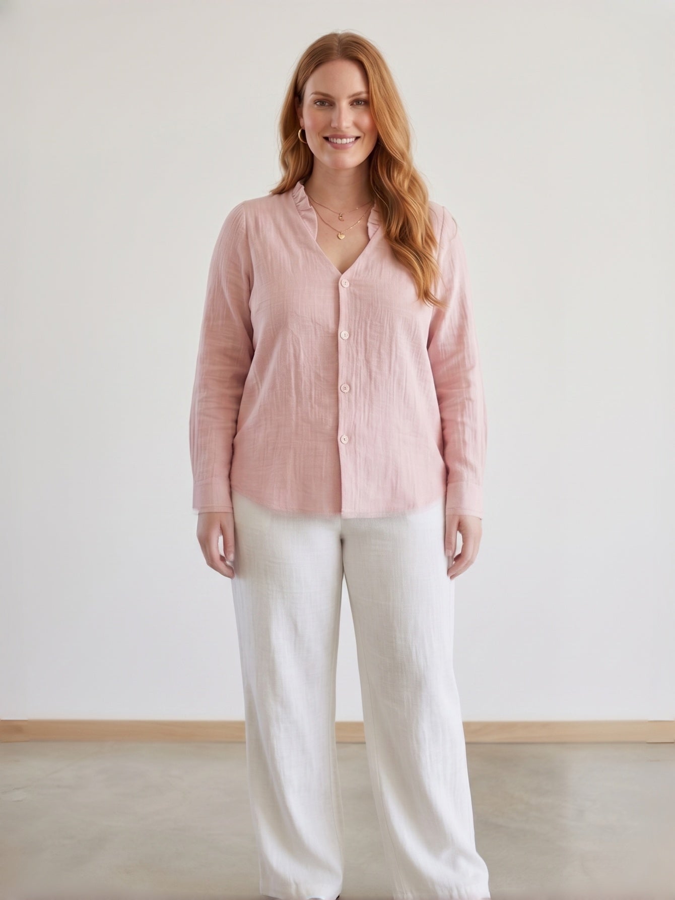 Larui Plus Size Women's Linen Long Sleeves Shirt