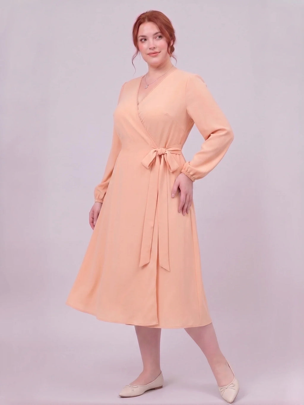 Larui Plus Size Women's Chiffon Wrap Dress