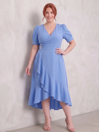 Larui Plus-Size Women's French Romantic One-Piece Wrap Dress