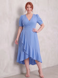 Larui Plus-Size Women's French Romantic One-Piece Wrap Dress