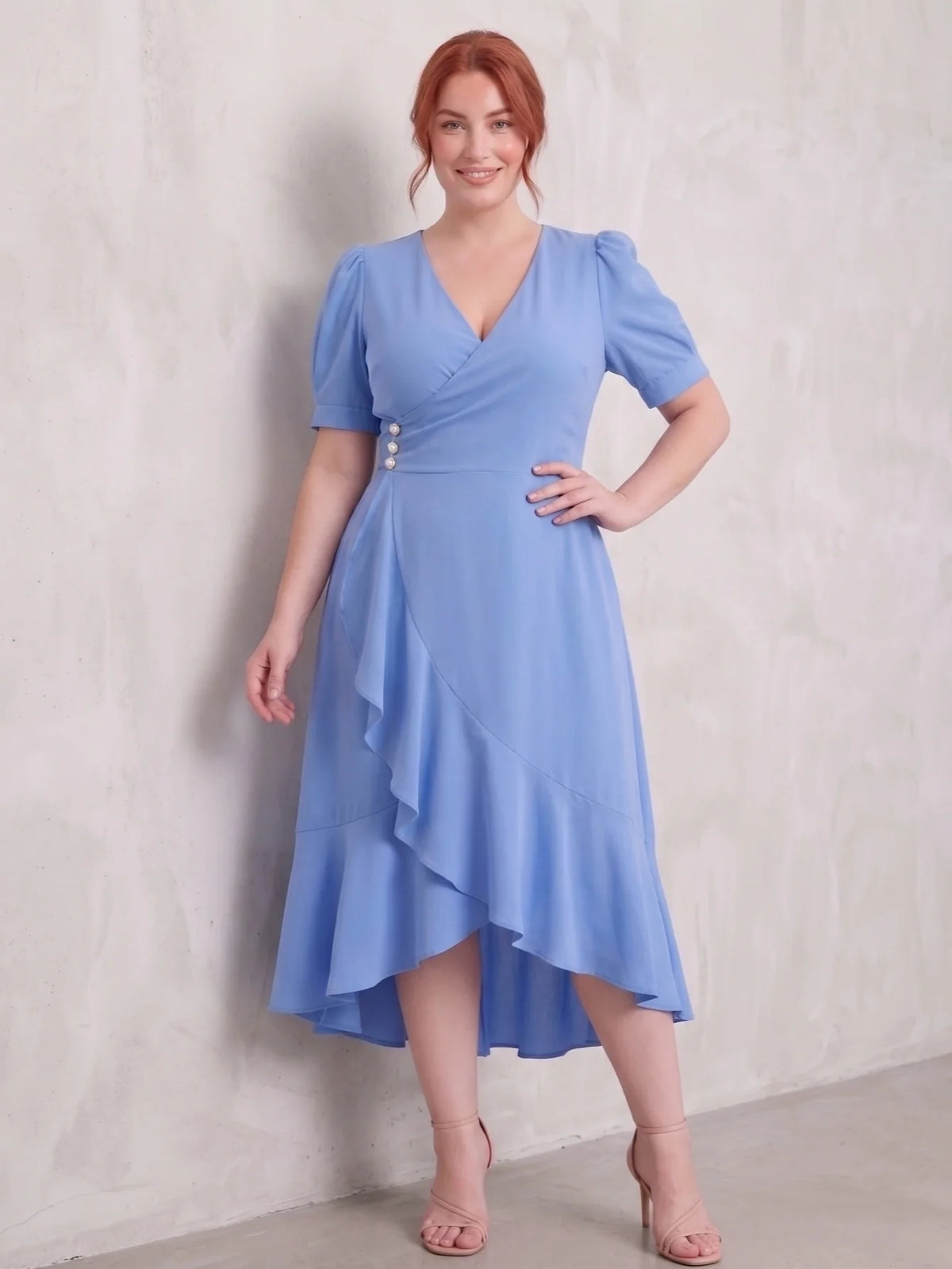 Larui Plus-Size Women's French Romantic One-Piece Wrap Dress