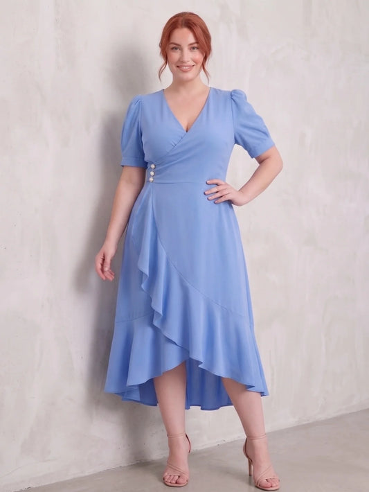 Larui Plus-Size Women's French Romantic One-Piece Wrap Dress