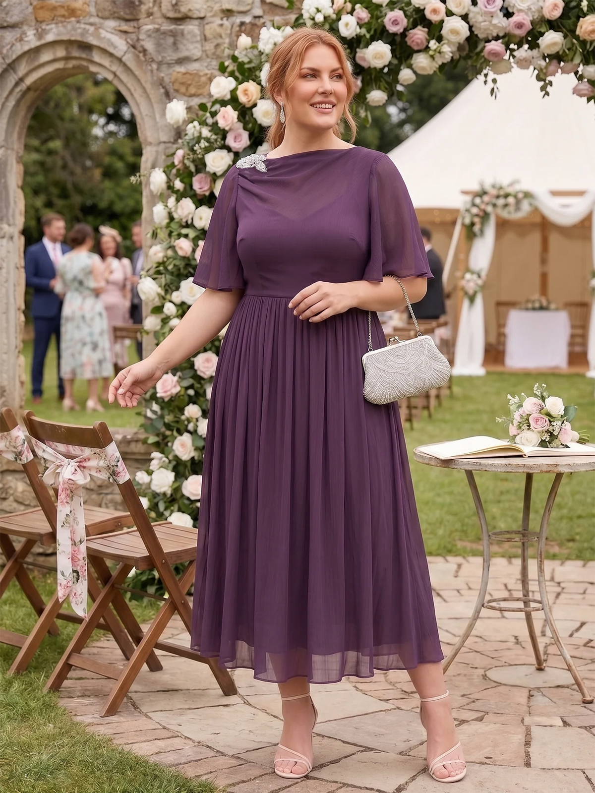 Larui Plus Size Women's Chiffon Dress