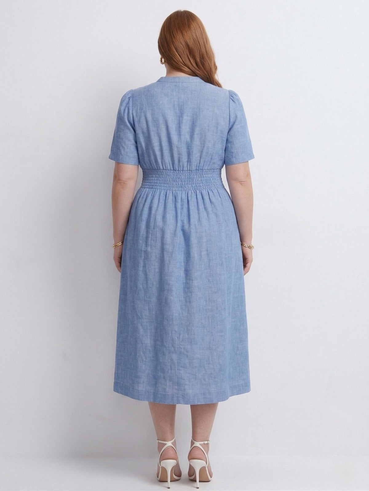 Larui Plus Size Women's Linen  Short Sleeves Dress