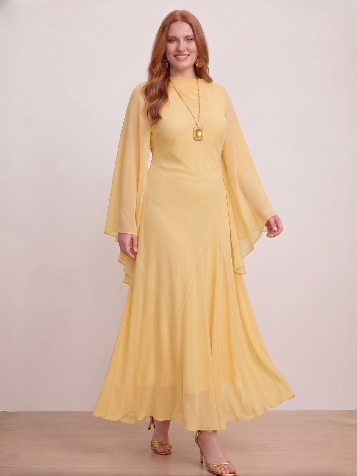 Larui Plus-Size Women's Patchwork Elegant Mesh Dress