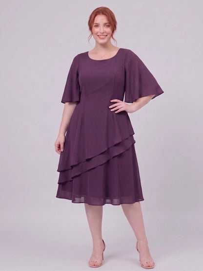 Larui Plus Size Women's Irregular Hem Chiffon Dress