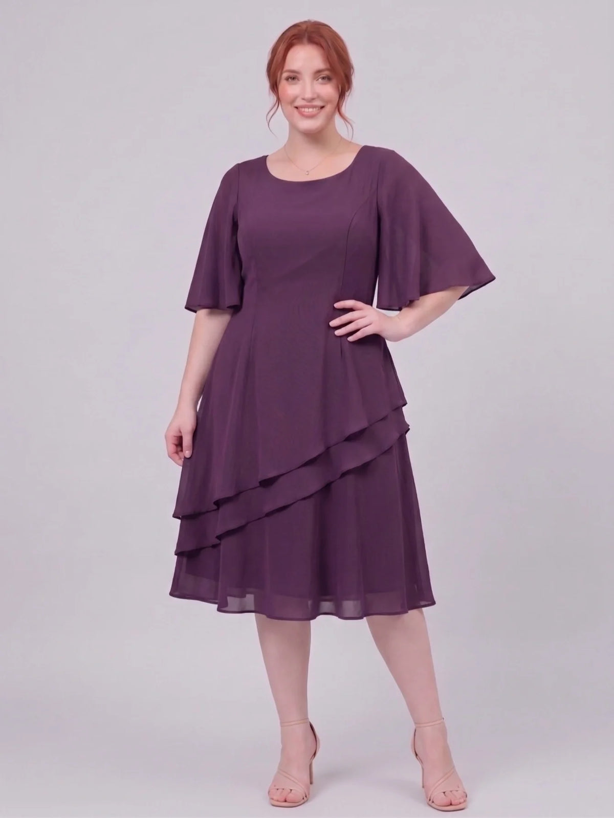 Larui Plus Size Women's Irregular Hem Chiffon Dress