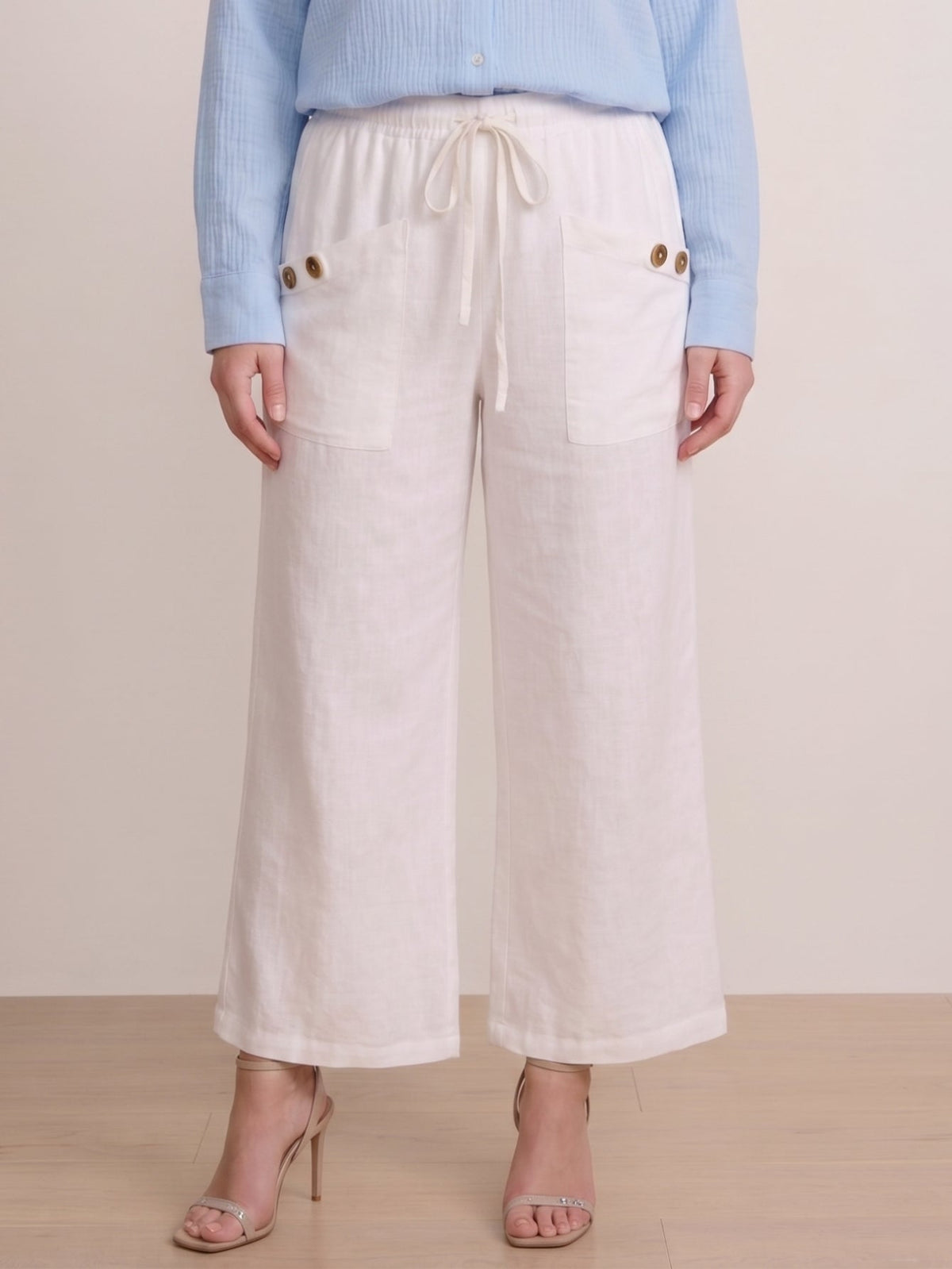 Larui Plus Size Women's Linen Pocket Pants