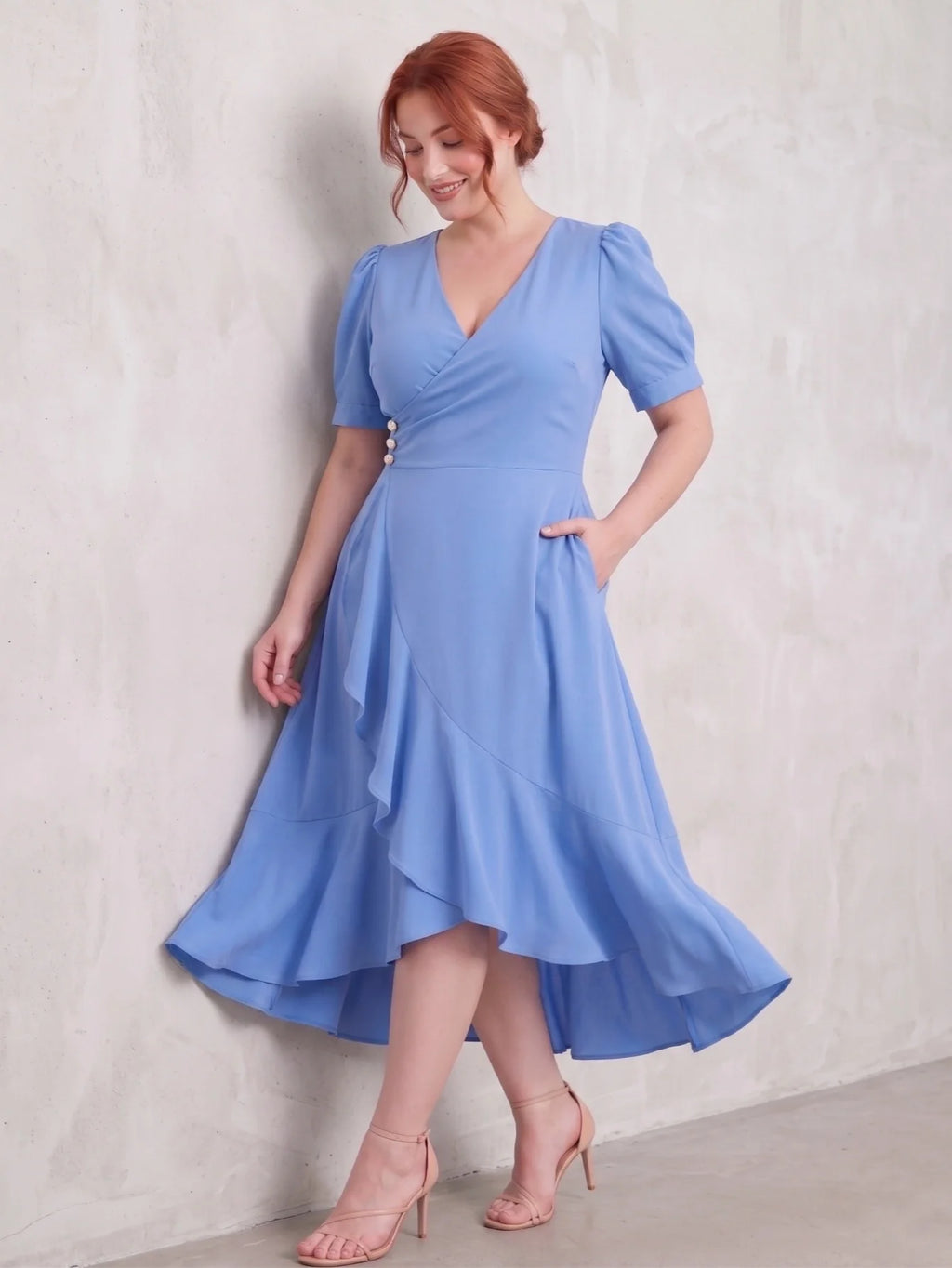Larui Plus-Size Women's French Romantic One-Piece Wrap Dress