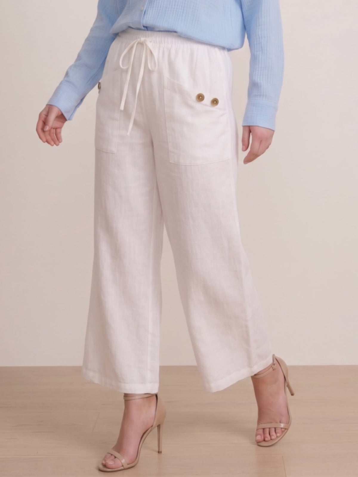 Larui Plus Size Women's Linen Pocket Pants