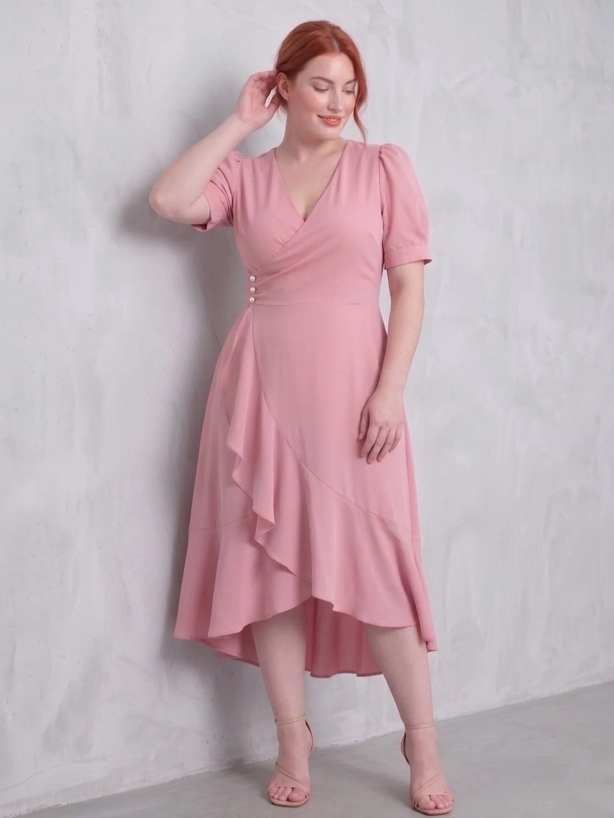 Larui Plus-Size Women's French Romantic One-Piece Wrap Dress