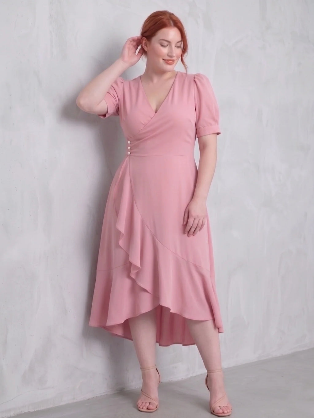 Larui Plus-Size Women's French Romantic One-Piece Wrap Dress